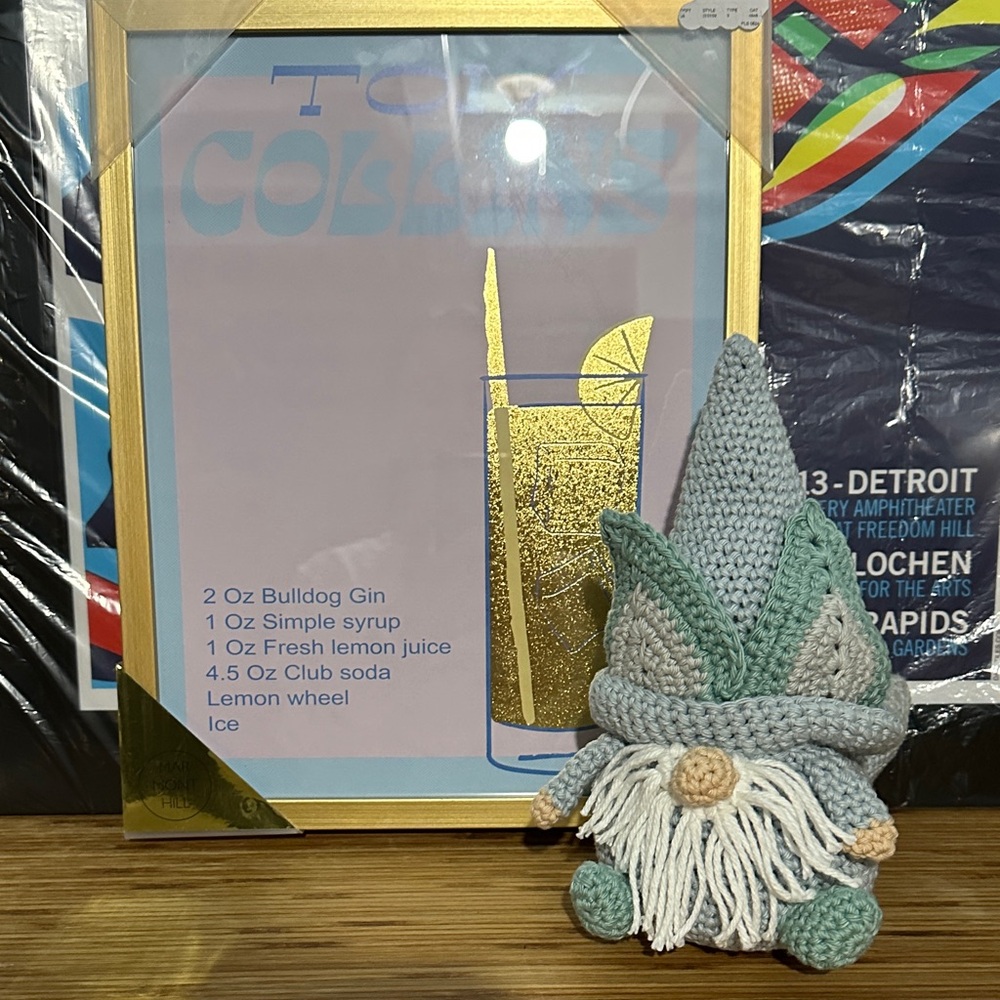 Hand Crafted Blue and Gray Knit Gnome Decor